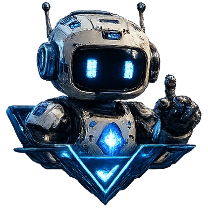 Apex Blue robot assistant in a blue triangle badge
