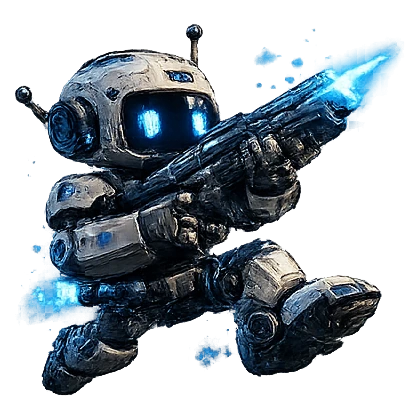 Apex Blue robot with a blue laser blaster