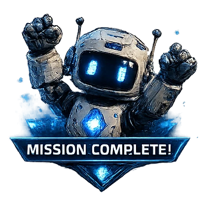 Apex Blue mission complete robot badge